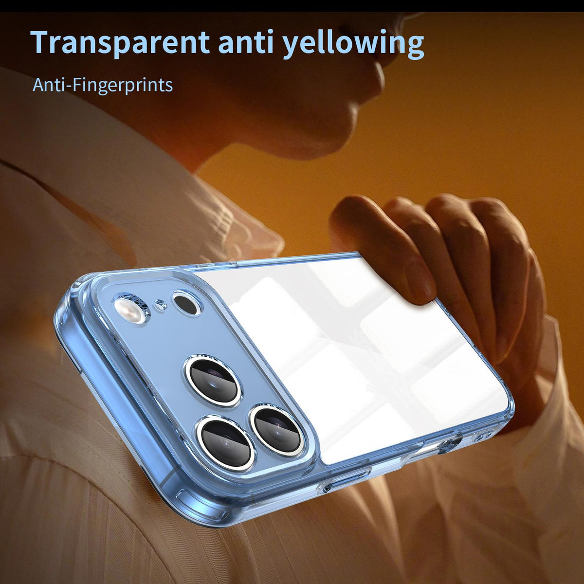 For iPhone 18 Pro PC Hybrid TPU Airbag Shockproof Phone Case - Transparent Blue - EDA007843516B