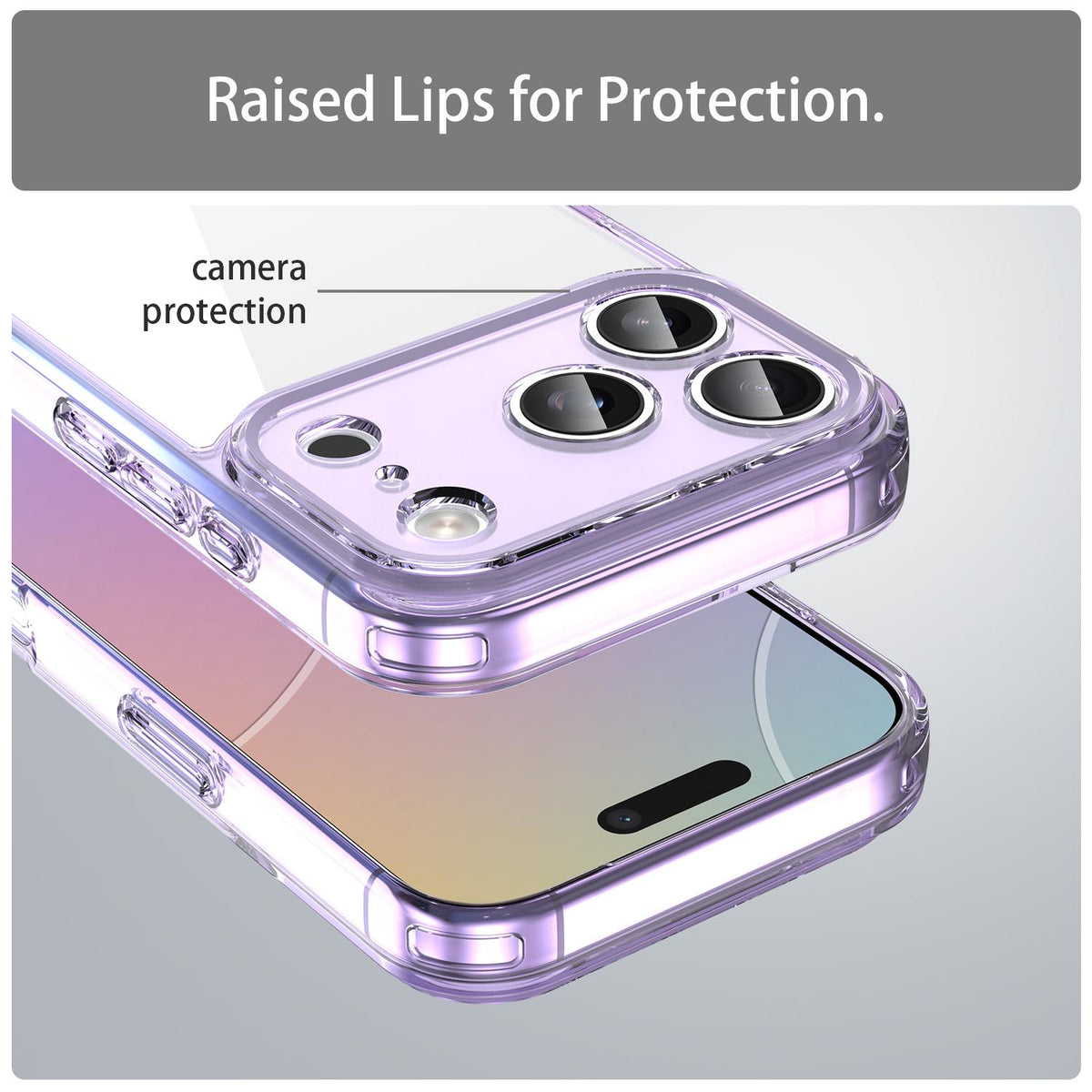 For iPhone 18 Pro PC Hybrid TPU Airbag Shockproof Phone Case - Transparent Purple - EDA007843516D