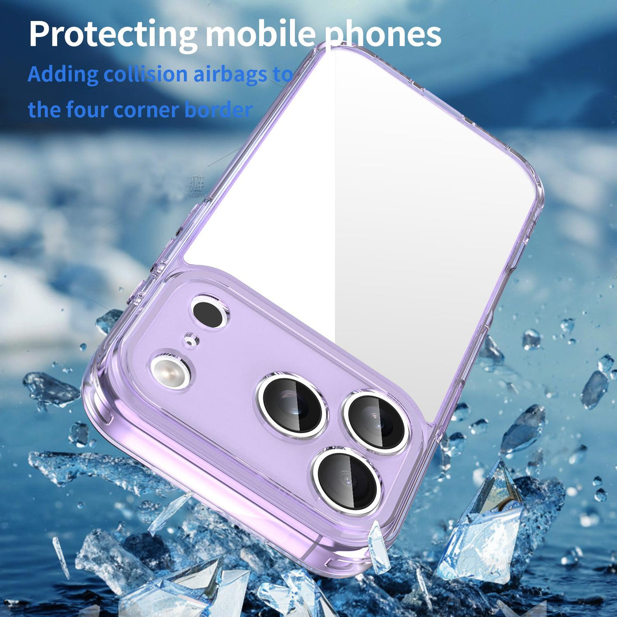 For iPhone 18 Pro PC Hybrid TPU Airbag Shockproof Phone Case - Transparent Purple - EDA007843516D
