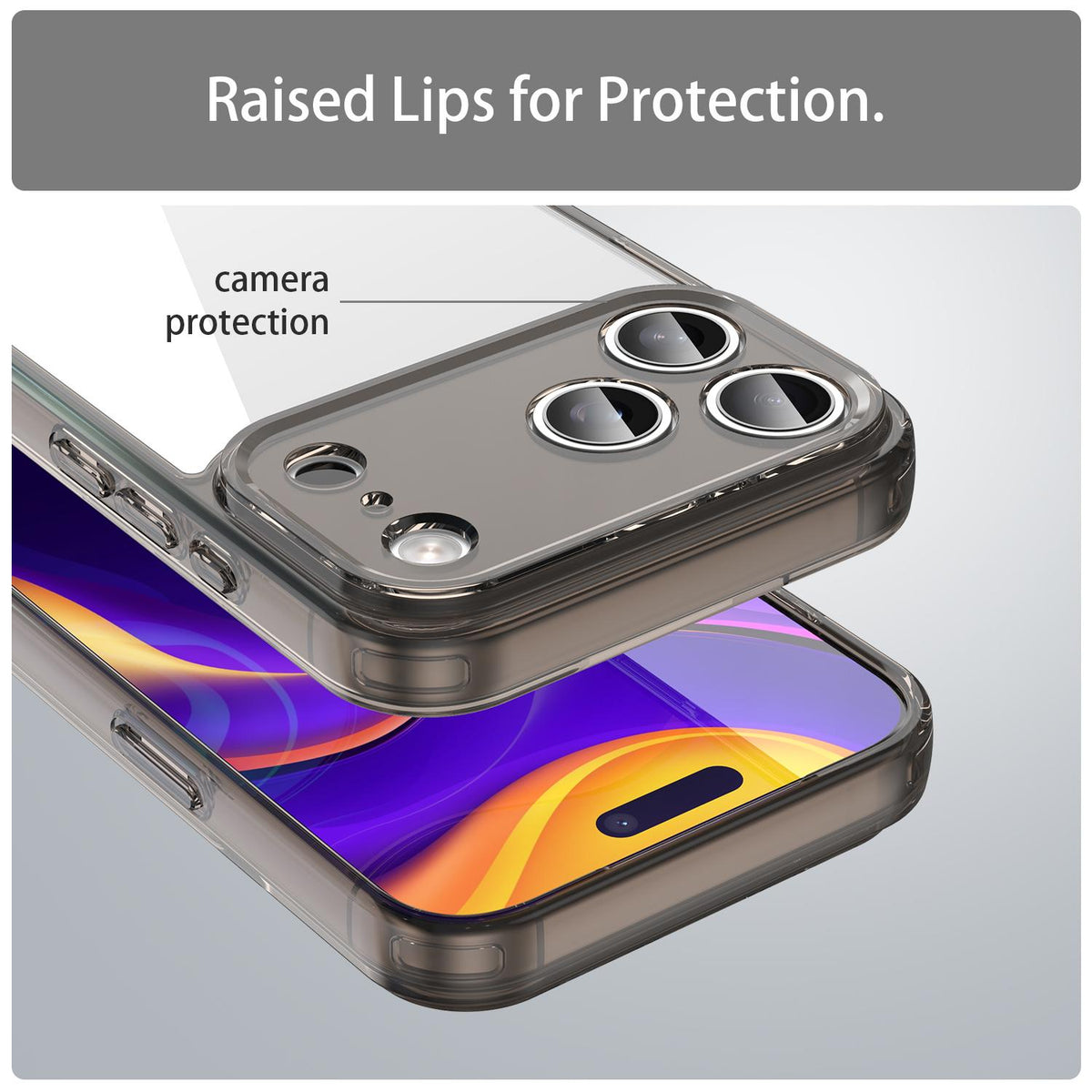 For iPhone 18 Pro Max PC Hybrid TPU Airbag Shockproof Phone Case - Transparent Black - EDA007843517A