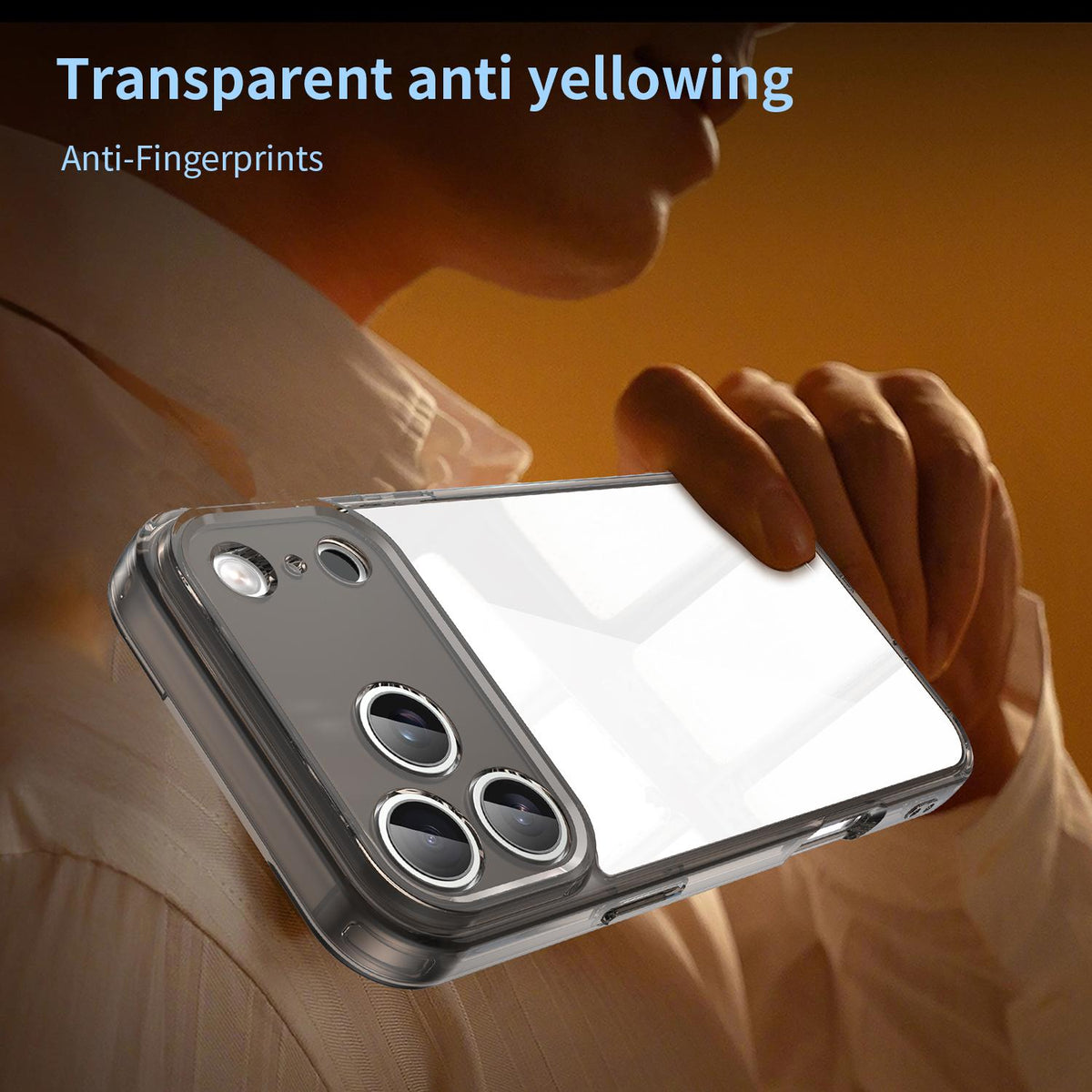 For iPhone 18 Pro Max PC Hybrid TPU Airbag Shockproof Phone Case - Transparent Black - EDA007843517A