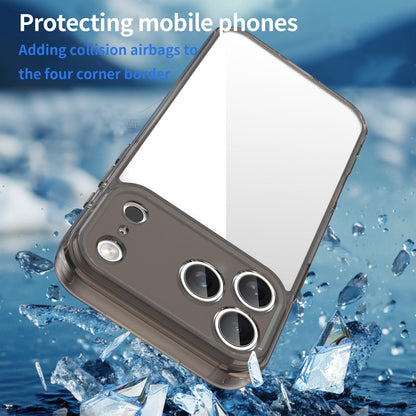 For iPhone 18 Pro Max PC Hybrid TPU Airbag Shockproof Phone Case - Transparent Black - EDA007843517A