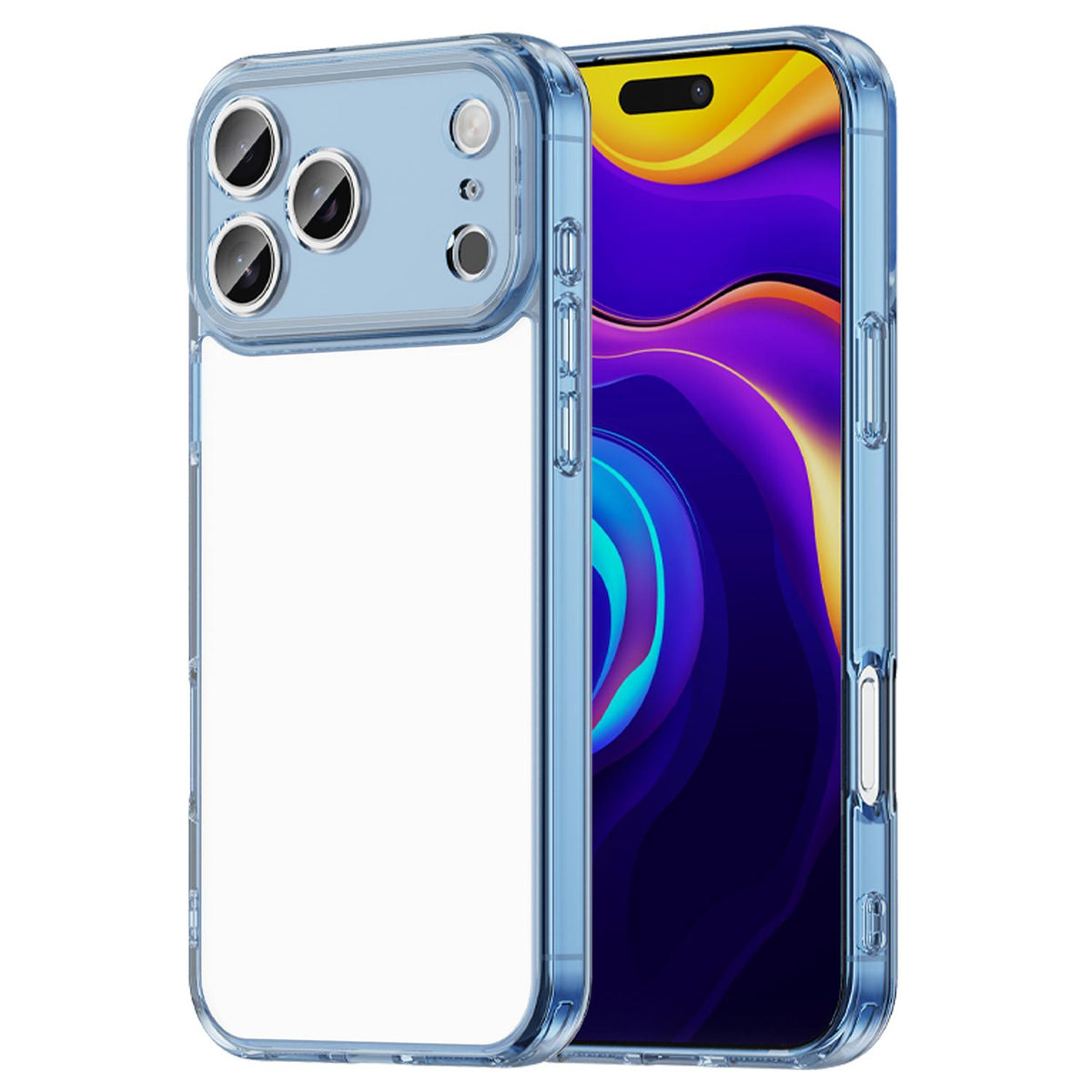 For iPhone 18 Pro Max PC Hybrid TPU Airbag Shockproof Phone Case - Transparent Blue - EDA007843517B