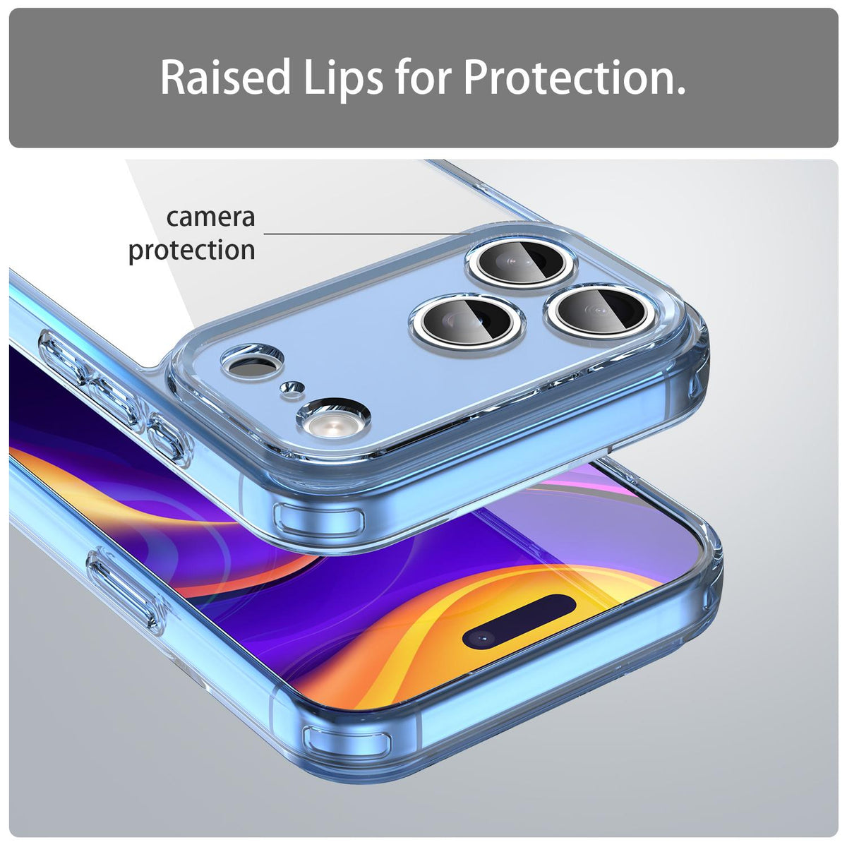 For iPhone 18 Pro Max PC Hybrid TPU Airbag Shockproof Phone Case - Transparent Blue - EDA007843517B