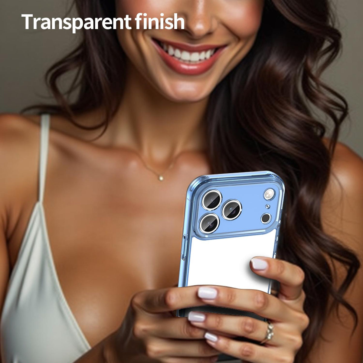 For iPhone 18 Pro Max PC Hybrid TPU Airbag Shockproof Phone Case - Transparent Blue - EDA007843517B