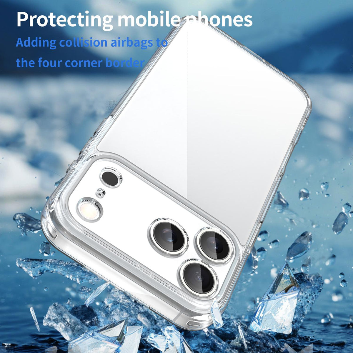 For iPhone 18 Pro Max PC Hybrid TPU Airbag Shockproof Phone Case - Transparent - EDA007843517C