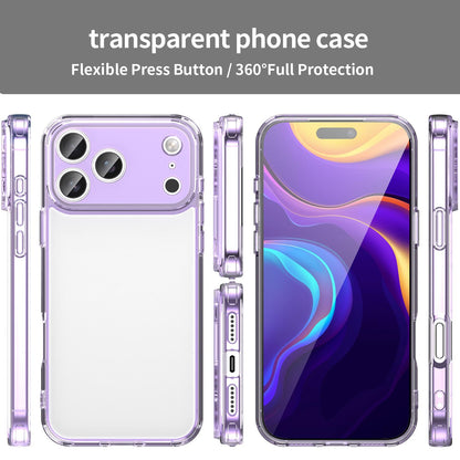 For iPhone 18 Pro Max PC Hybrid TPU Airbag Shockproof Phone Case - Transparent Purple - EDA007843517D