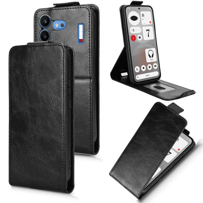 For Nothing Phone 4b 5G Magnetic Vertical Flip Leather Phone Case with Buckle - Black - EDA007845707A