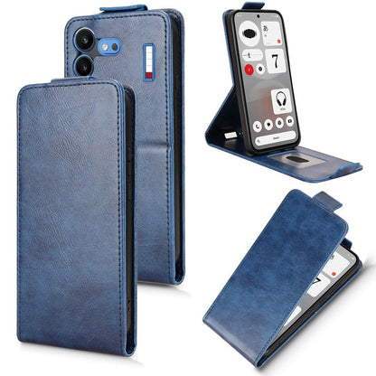 For Nothing Phone 4b 5G Magnetic Vertical Flip Leather Phone Case with Buckle - Blue - EDA007845707B