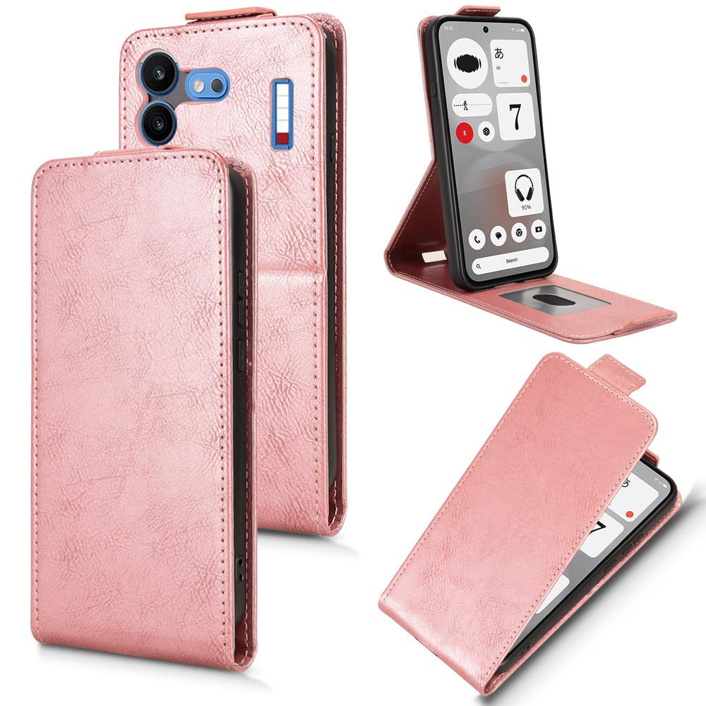 For Nothing Phone 4b 5G Magnetic Vertical Flip Leather Phone Case with Buckle - Rose Gold - EDA007845707C
