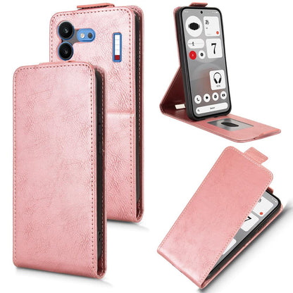 For Nothing Phone 4b 5G Magnetic Vertical Flip Leather Phone Case with Buckle - Rose Gold - EDA007845707C