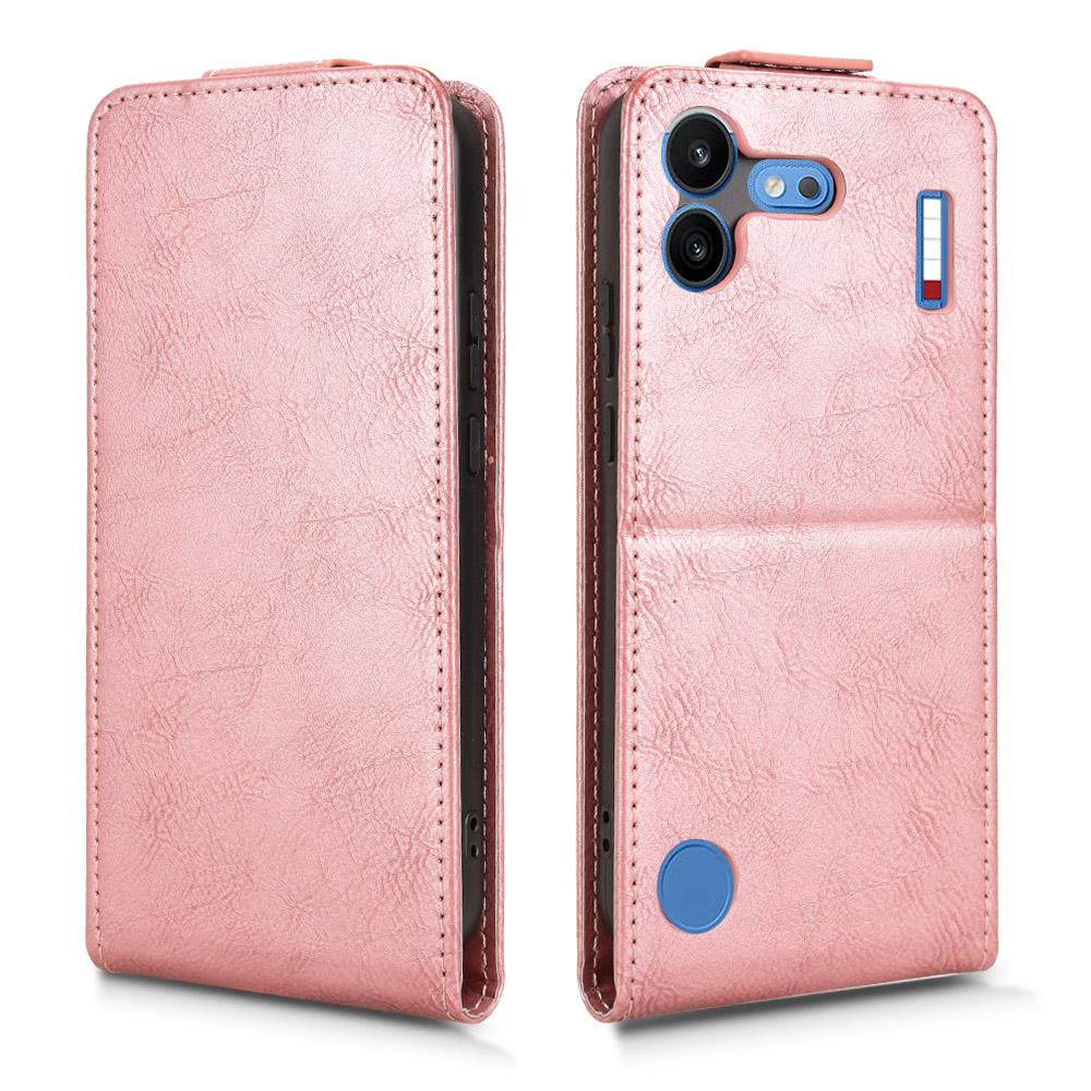 For Nothing Phone 4b 5G Magnetic Vertical Flip Leather Phone Case with Buckle - Rose Gold - EDA007845707C