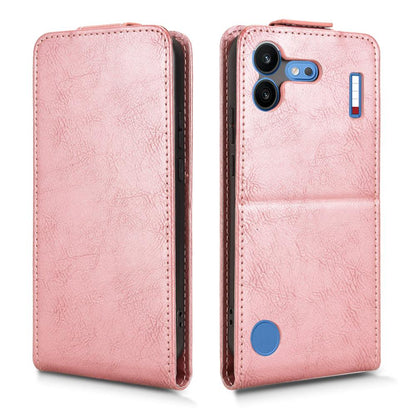 For Nothing Phone 4b 5G Magnetic Vertical Flip Leather Phone Case with Buckle - Rose Gold - EDA007845707C