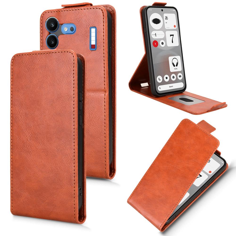 For Nothing Phone 4b 5G Magnetic Vertical Flip Leather Phone Case with Buckle - Brown - EDA007845707D