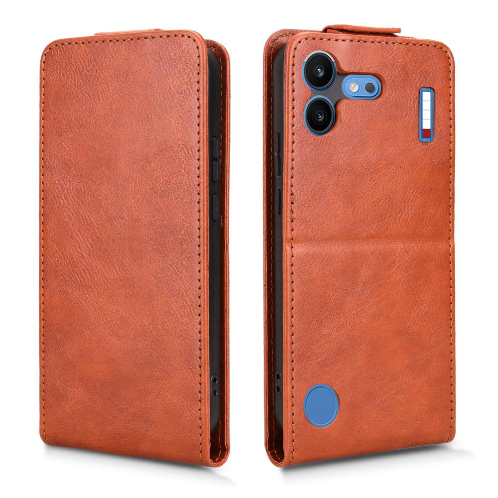 For Nothing Phone 4b 5G Magnetic Vertical Flip Leather Phone Case with Buckle - Brown - EDA007845707D