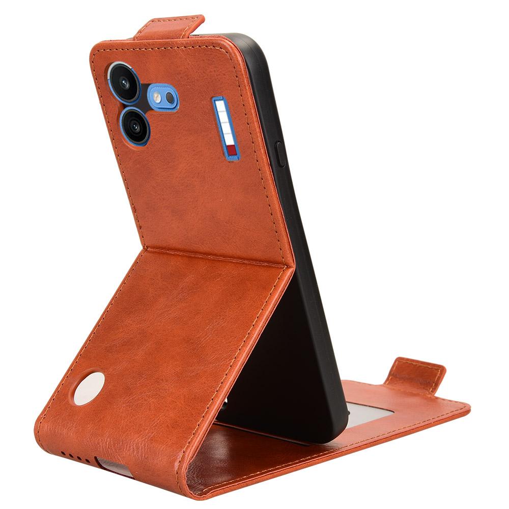 For Nothing Phone 4b 5G Magnetic Vertical Flip Leather Phone Case with Buckle - Brown - EDA007845707D