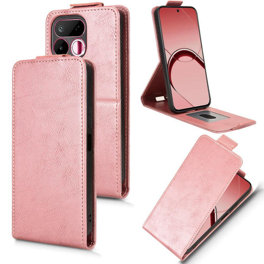 For Realme 16T 5G Global Magnetic Vertical Flip Leather Phone Case with Buckle - Rose Gold - EDA007845924C