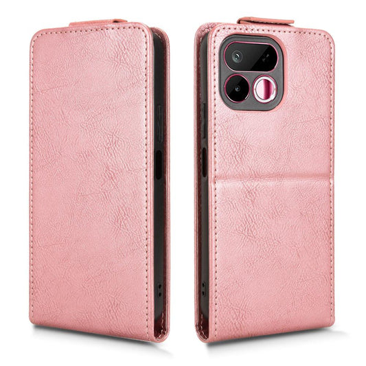 For Realme 16T 5G Global Magnetic Vertical Flip Leather Phone Case with Buckle - Rose Gold - EDA007845924C
