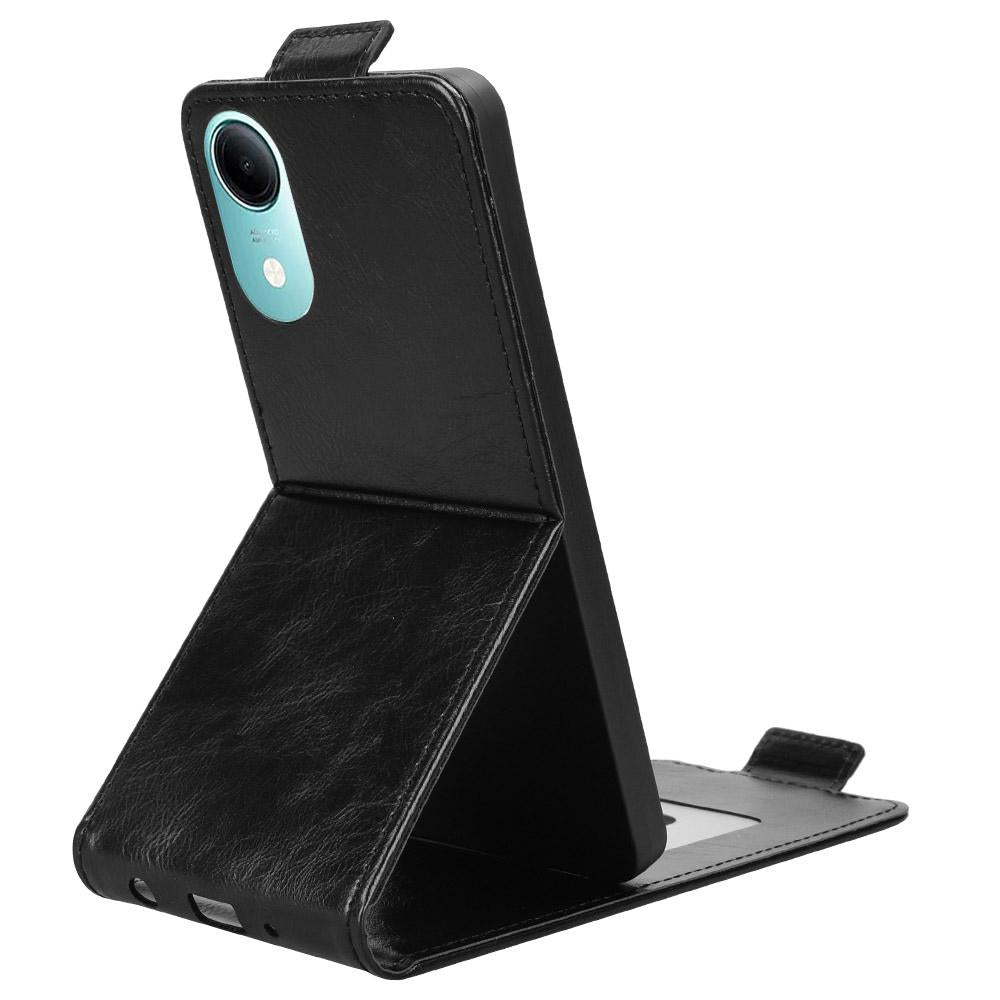 For vivo T5e 4G Magnetic Vertical Flip Leather Phone Case with Buckle - Black - EDA007846224A