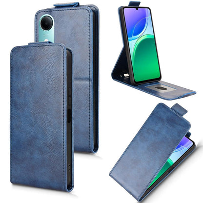 For vivo T5e 4G Magnetic Vertical Flip Leather Phone Case with Buckle - Blue - EDA007846224B