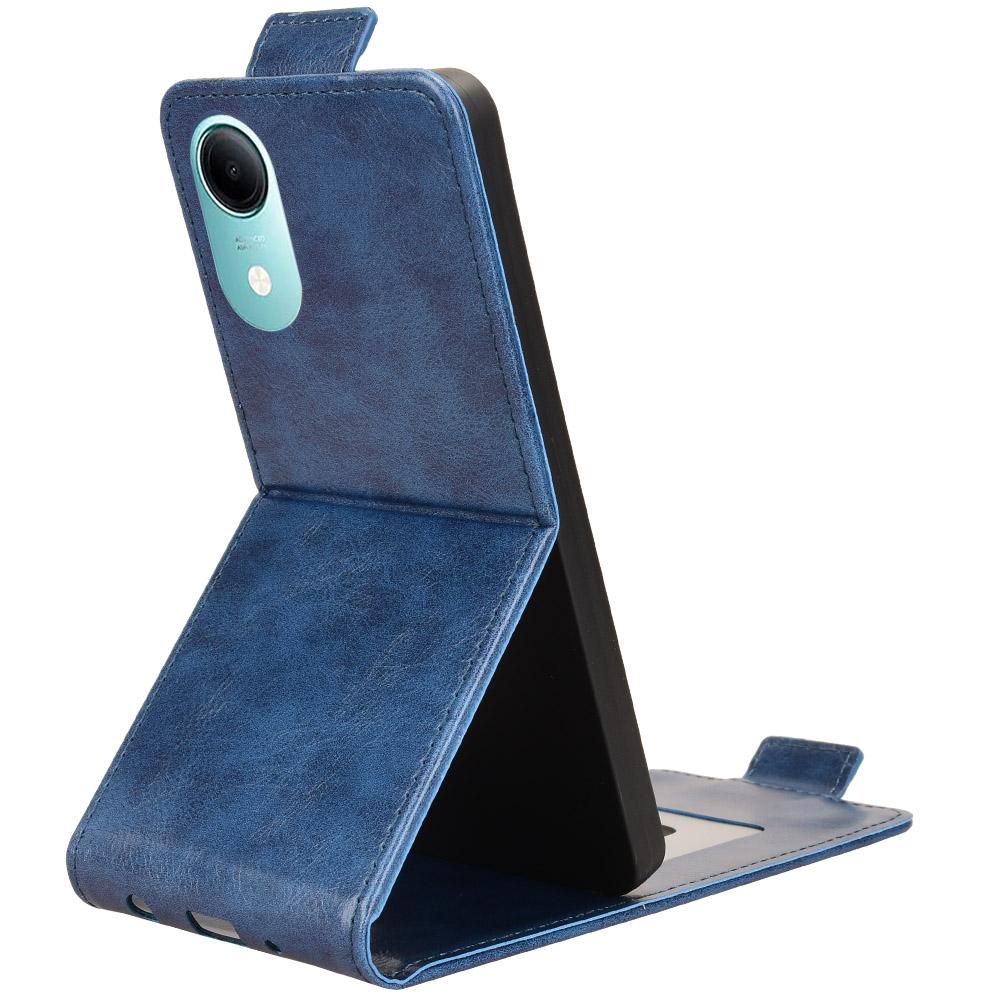For vivo T5e 4G Magnetic Vertical Flip Leather Phone Case with Buckle - Blue - EDA007846224B