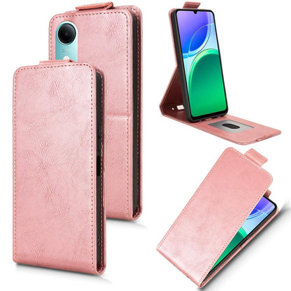 For vivo T5e 4G Magnetic Vertical Flip Leather Phone Case with Buckle - Rose Gold - EDA007846224C