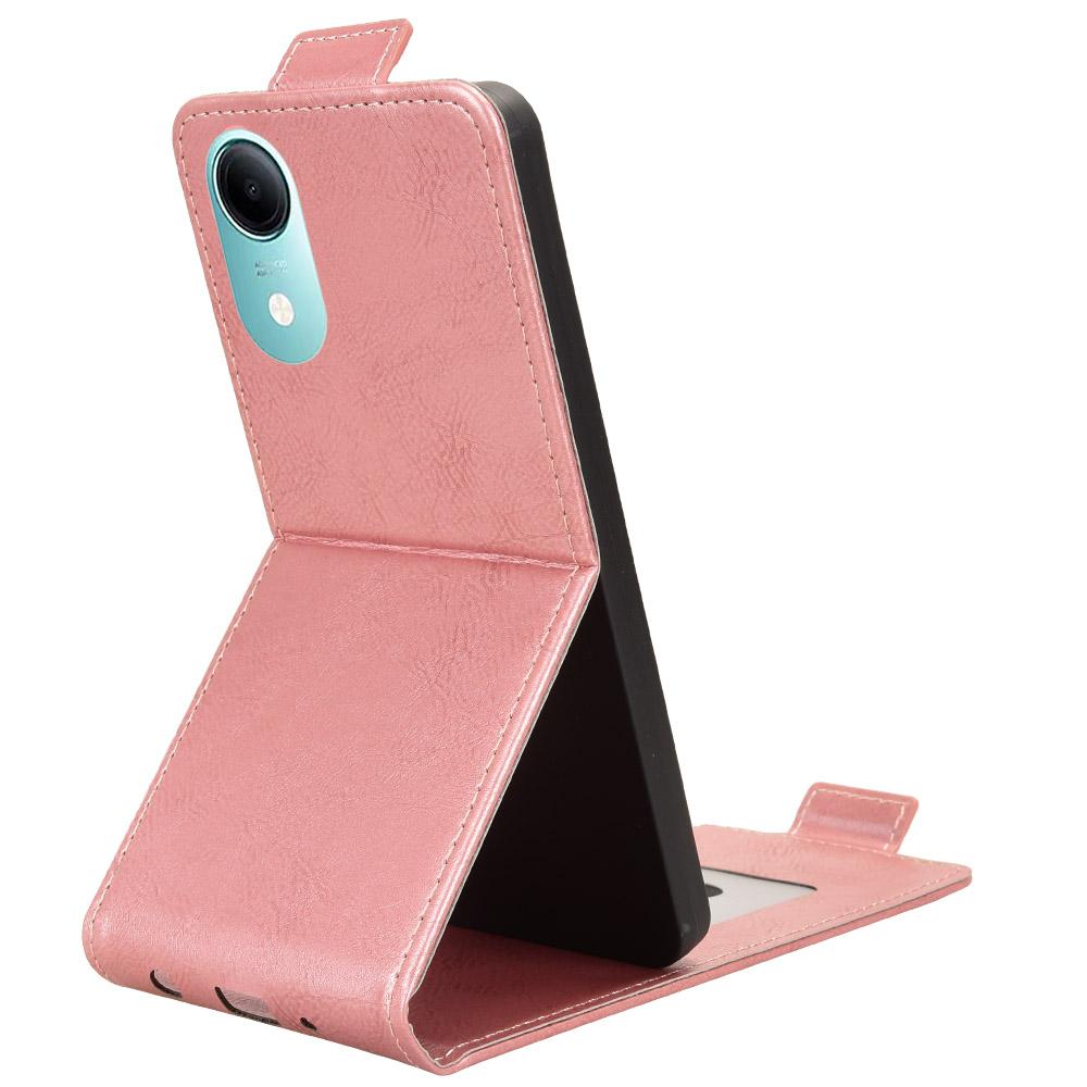 For vivo T5e 4G Magnetic Vertical Flip Leather Phone Case with Buckle - Rose Gold - EDA007846224C