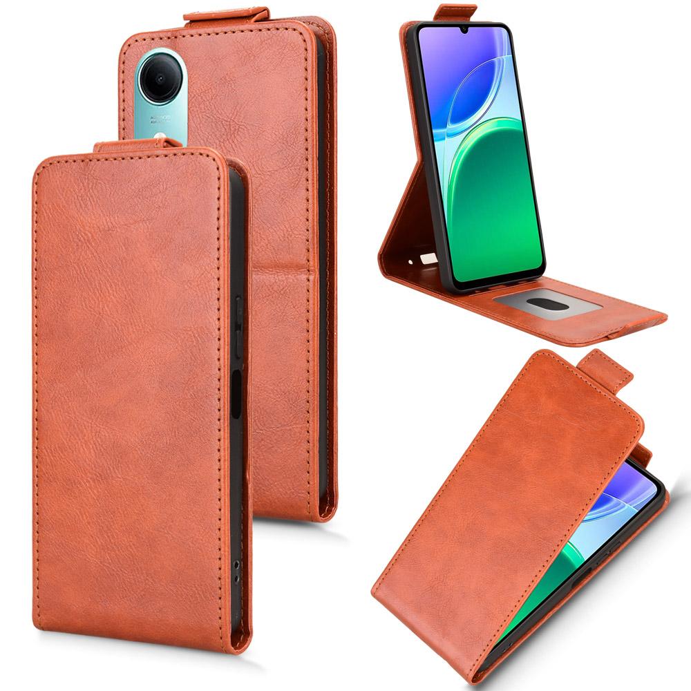 For vivo T5e 4G Magnetic Vertical Flip Leather Phone Case with Buckle - Brown - EDA007846224D