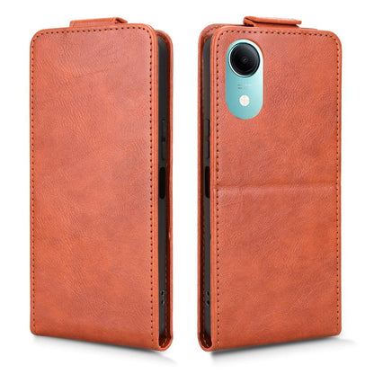 For vivo T5e 4G Magnetic Vertical Flip Leather Phone Case with Buckle - Brown - EDA007846224D