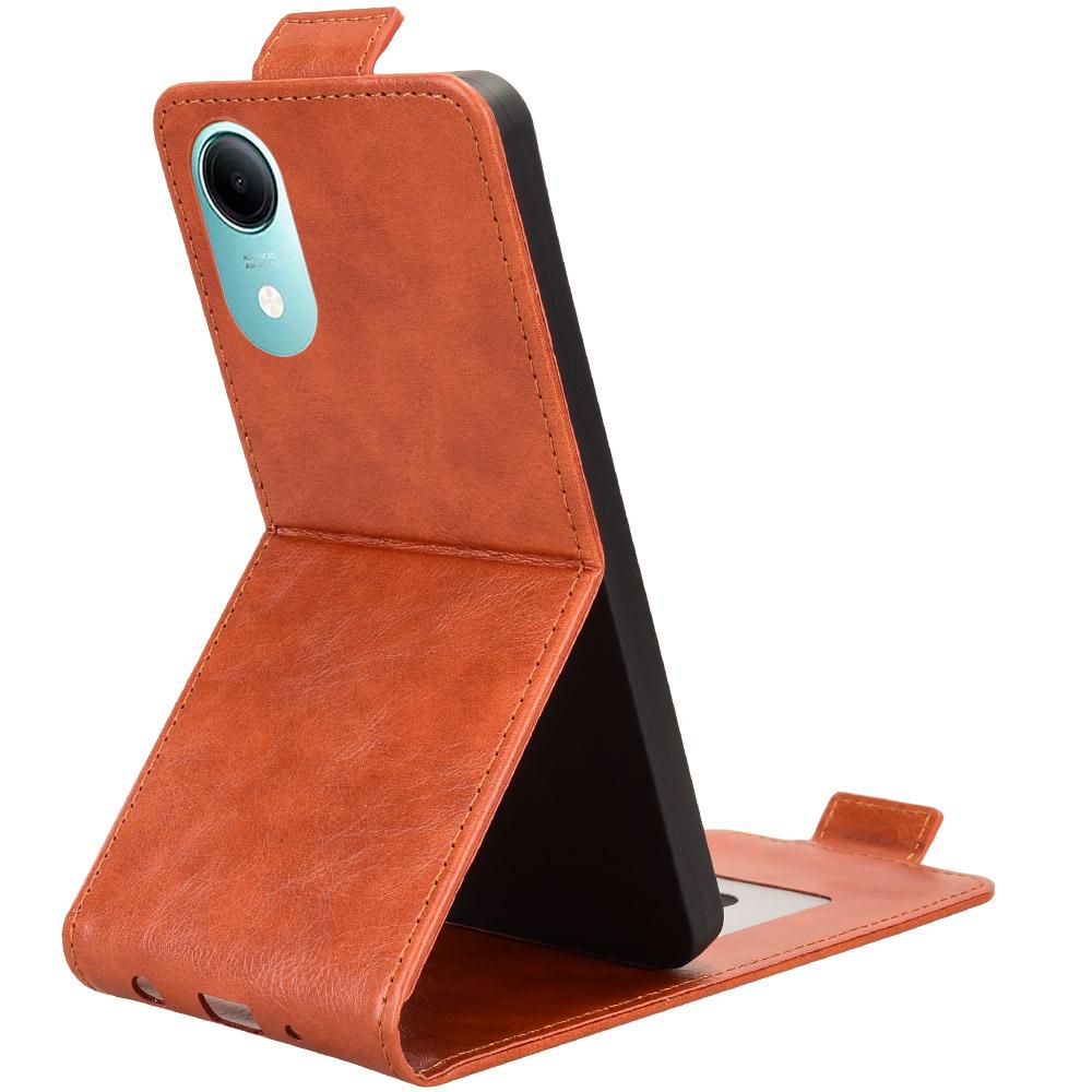 For vivo T5e 4G Magnetic Vertical Flip Leather Phone Case with Buckle - Brown - EDA007846224D