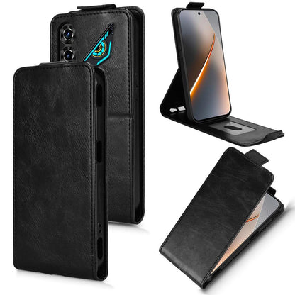 For ZTE nubia Neo 5 5G Magnetic Vertical Flip Leather Phone Case with Buckle - Black - EDA007846527A