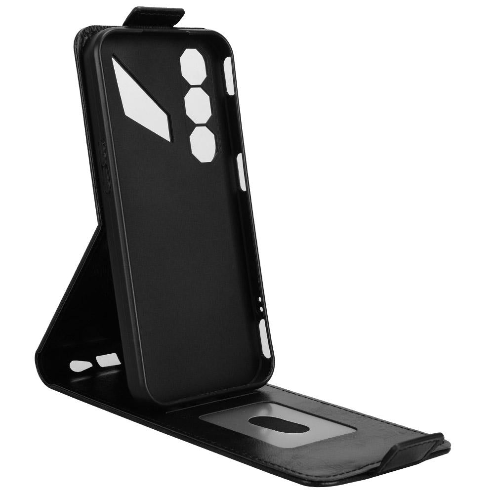 For ZTE nubia Neo 5 5G Magnetic Vertical Flip Leather Phone Case with Buckle - Black - EDA007846527A