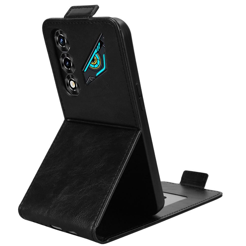 For ZTE nubia Neo 5 5G Magnetic Vertical Flip Leather Phone Case with Buckle - Black - EDA007846527A