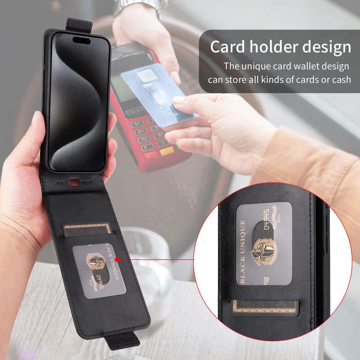 For ZTE nubia Neo 5 5G Magnetic Vertical Flip Leather Phone Case with Buckle - Black - EDA007846527A
