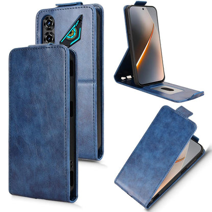 For ZTE nubia Neo 5 5G Magnetic Vertical Flip Leather Phone Case with Buckle - Blue - EDA007846527B