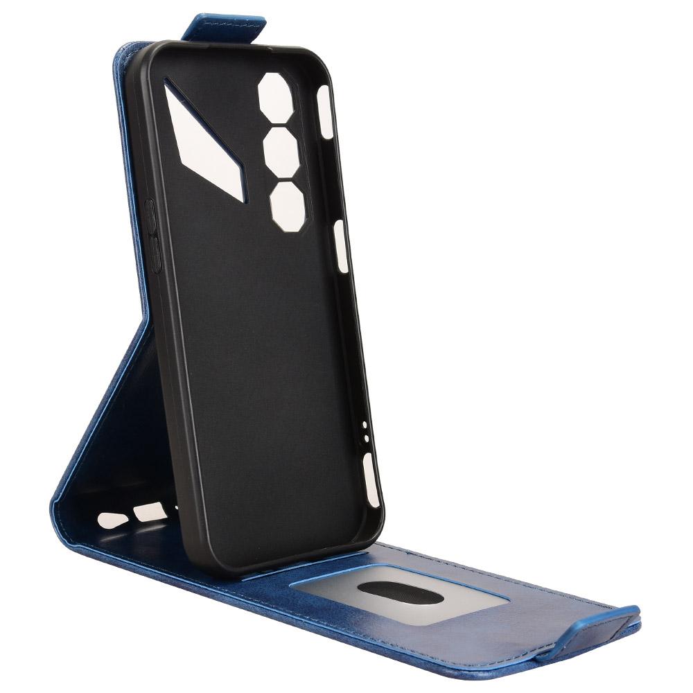 For ZTE nubia Neo 5 5G Magnetic Vertical Flip Leather Phone Case with Buckle - Blue - EDA007846527B