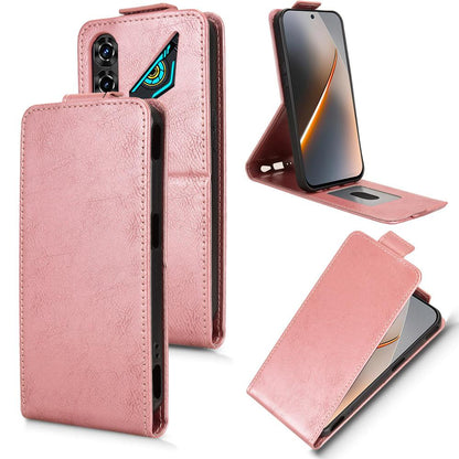 For ZTE nubia Neo 5 5G Magnetic Vertical Flip Leather Phone Case with Buckle - Rose Gold - EDA007846527C
