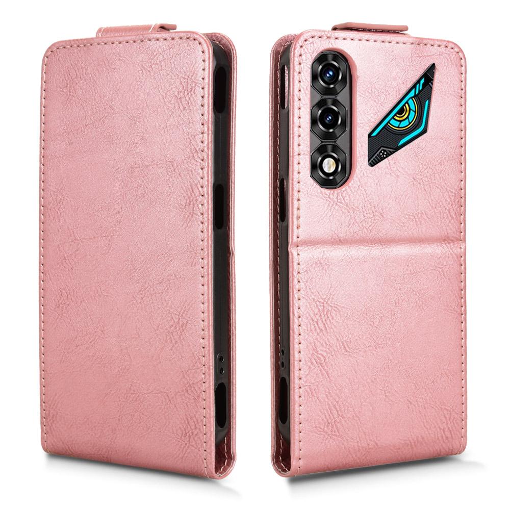 For ZTE nubia Neo 5 5G Magnetic Vertical Flip Leather Phone Case with Buckle - Rose Gold - EDA007846527C