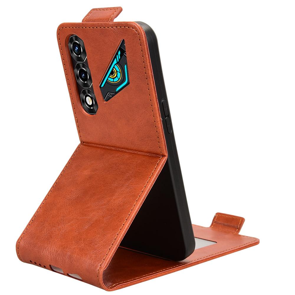 For ZTE nubia Neo 5 5G Magnetic Vertical Flip Leather Phone Case with Buckle - Brown - EDA007846527D