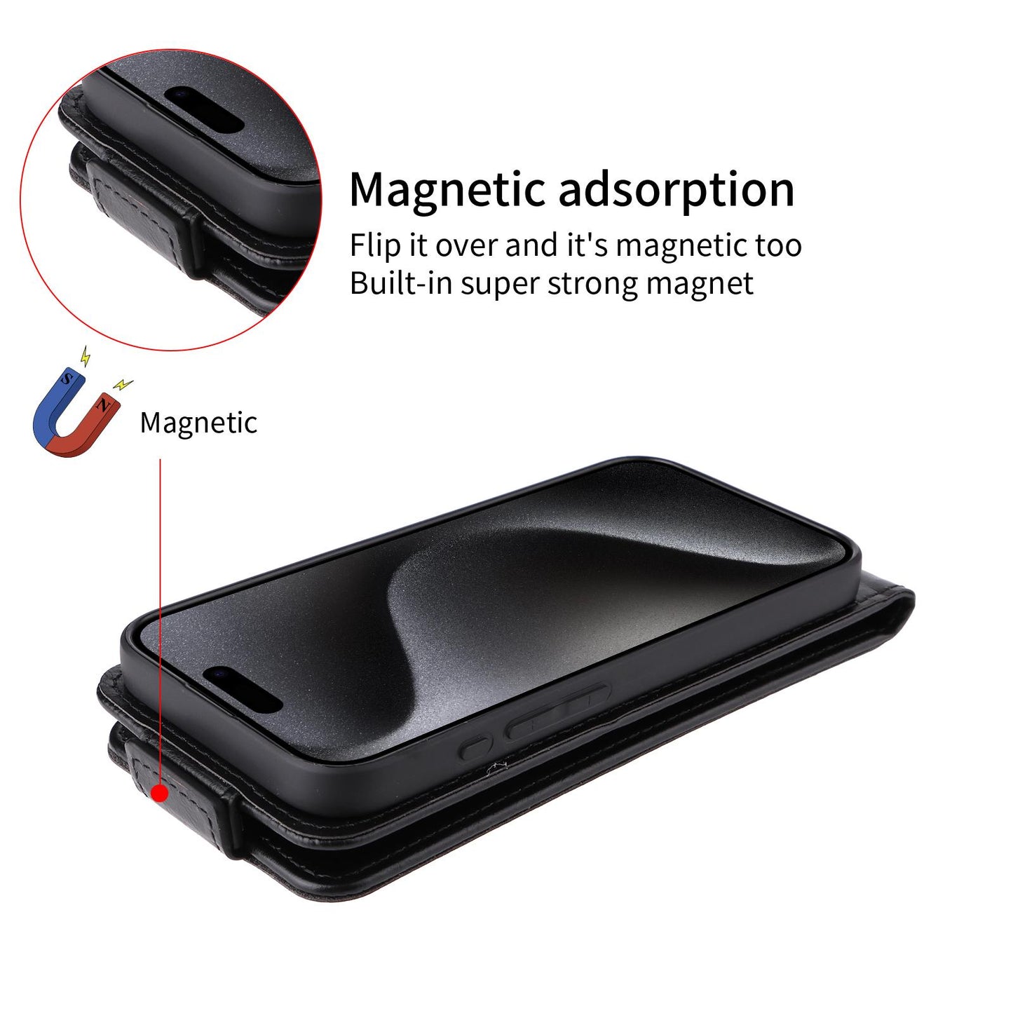 For Redmi K90 Pro Max 5G / Poco F8 Ultra Magnetic Vertical Flip Leather Phone Case with Buckle(Black)