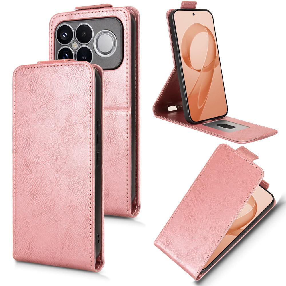 For Redmi K90 Pro Max 5G / Poco F8 Ultra Magnetic Vertical Flip Leather Phone Case with Buckle(Rose Gold)