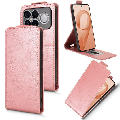 For Redmi K90 Pro Max 5G / Poco F8 Ultra Magnetic Vertical Flip Leather Phone Case with Buckle(Rose Gold)