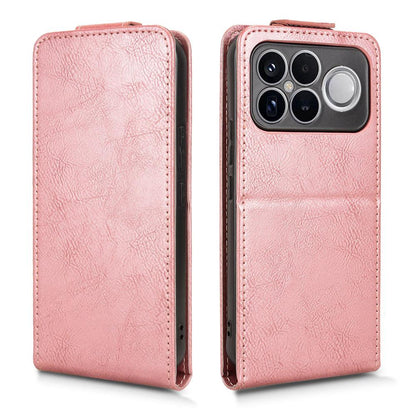 For Redmi K90 Pro Max 5G / Poco F8 Ultra Magnetic Vertical Flip Leather Phone Case with Buckle(Rose Gold)