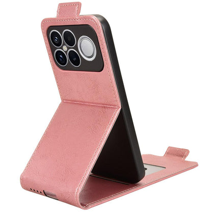 For Redmi K90 Pro Max 5G / Poco F8 Ultra Magnetic Vertical Flip Leather Phone Case with Buckle(Rose Gold)