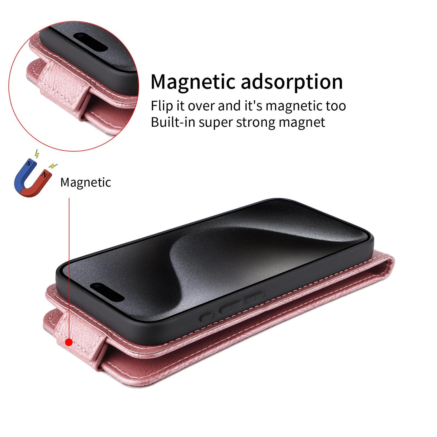 For Redmi K90 Pro Max 5G / Poco F8 Ultra Magnetic Vertical Flip Leather Phone Case with Buckle(Rose Gold)