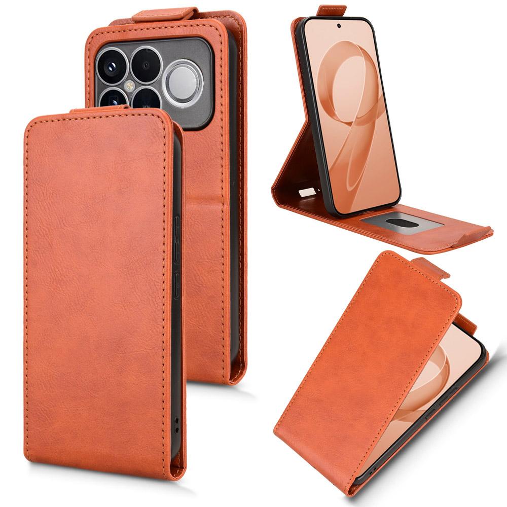 For Redmi K90 Pro Max 5G / Poco F8 Ultra Magnetic Vertical Flip Leather Phone Case with Buckle(Brown)