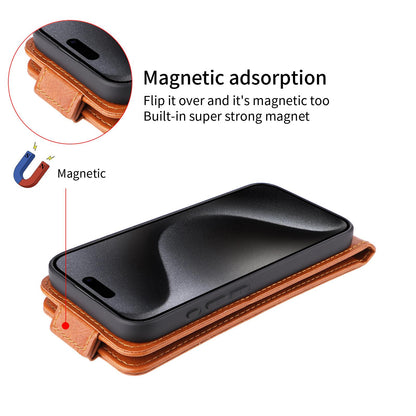 For Redmi K90 Pro Max 5G / Poco F8 Ultra Magnetic Vertical Flip Leather Phone Case with Buckle(Brown)