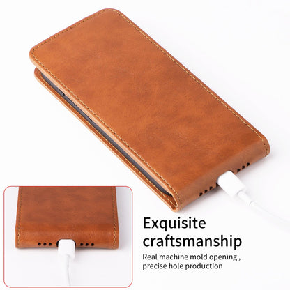 For Redmi K90 Pro Max 5G / Poco F8 Ultra Magnetic Vertical Flip Leather Phone Case with Buckle(Brown)