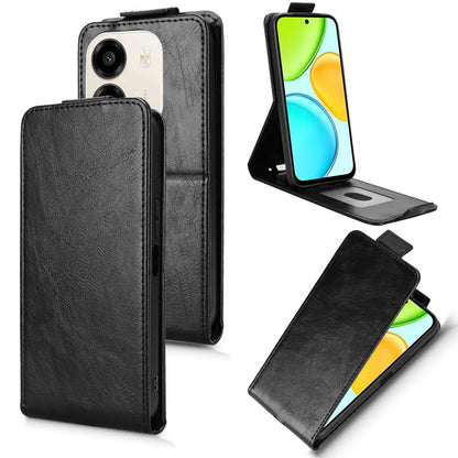 For Honor X6e 4G Magnetic Vertical Flip Leather Phone Case with Buckle - Black - EDA007846818A