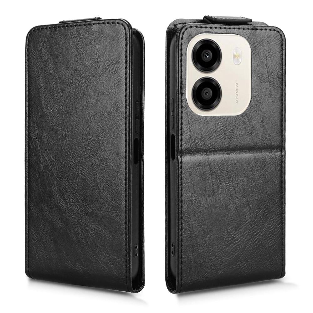 For Honor X6e 4G Magnetic Vertical Flip Leather Phone Case with Buckle - Black - EDA007846818A